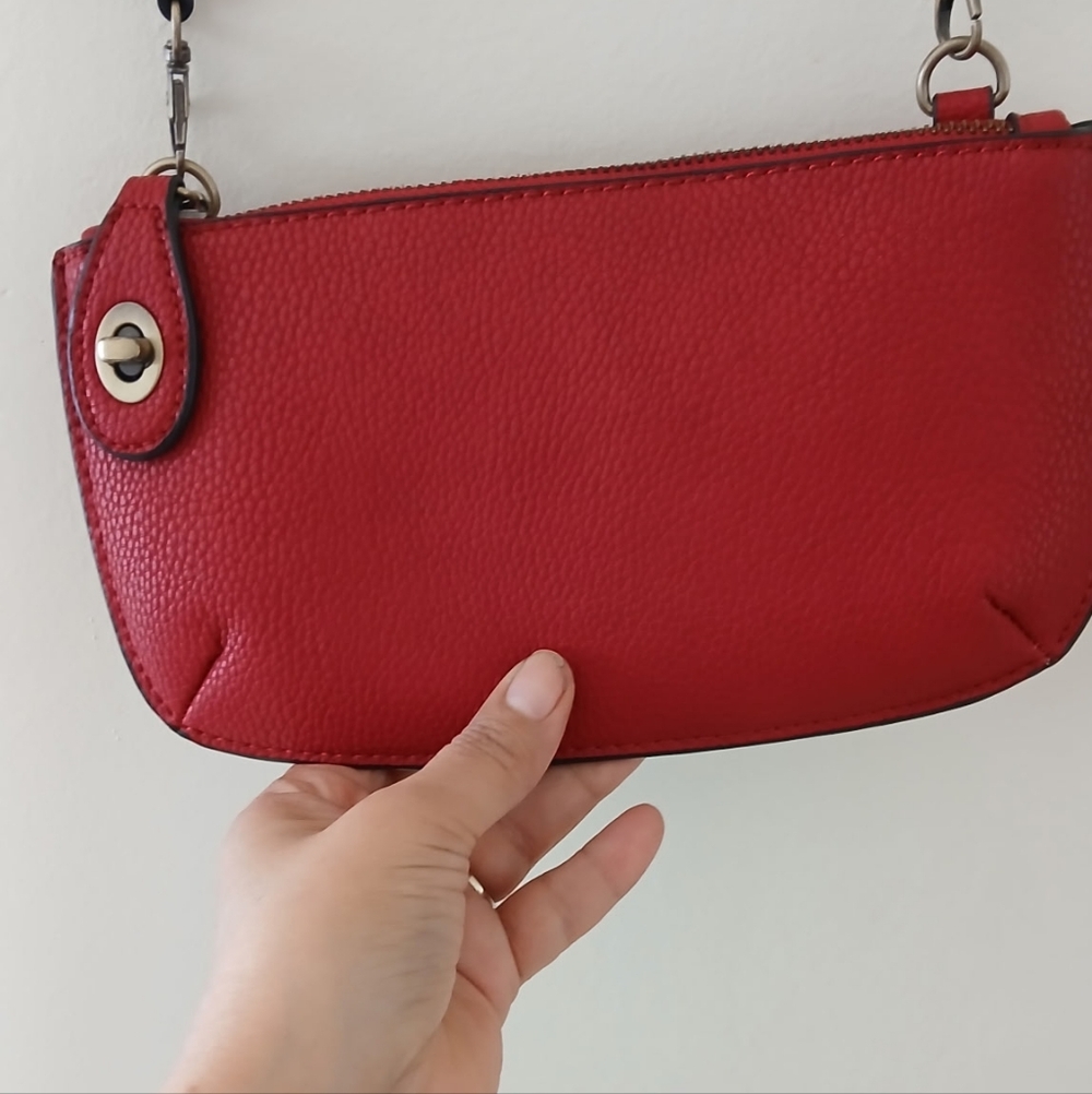 Joy Susan Red Pebbled Leather Crossbody Wristlet